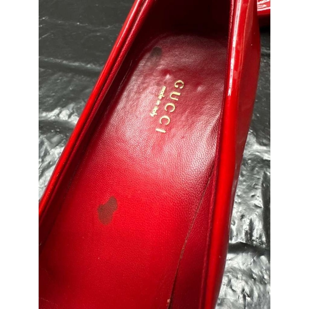 Gucci Patent Leather Round Toe Slip-On Wedge Pumps Red Womens Size 38.5 EU‎ - Picture 14 of 14